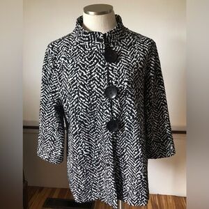 JM Black and White Jacket with Large Buttons Size M